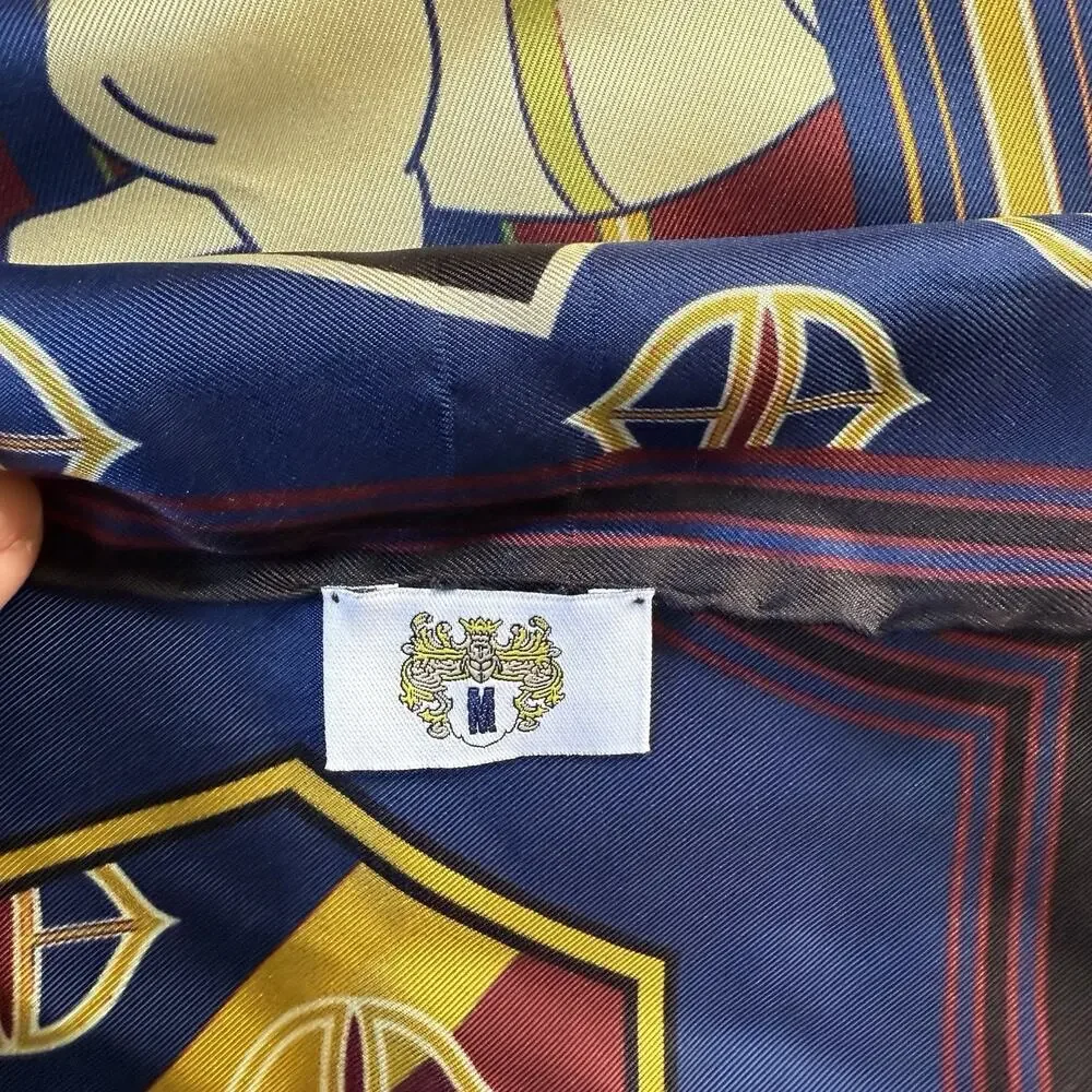 Equestrian Silk Scarf Horses Blue Burgundy 34” Carousel
